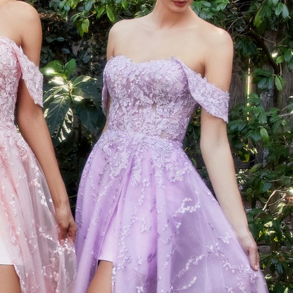 NEW LONG OFF THE SHOULDER SLEEVELESS BALL GOWN WITH FLORAL PATTERNS AL A1207